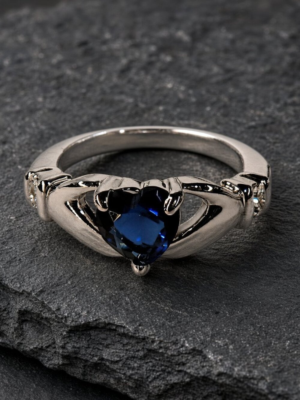 Tell the Surgeon Not to Drop It Silver Tone Ring Hands Holding My Blue Heart